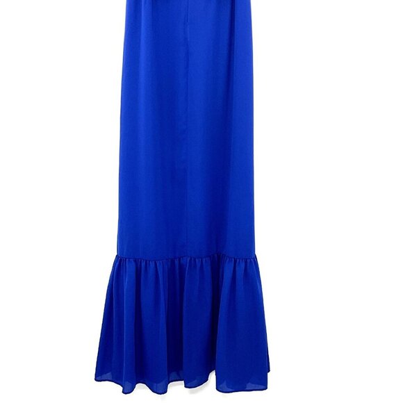 Tommy Bahama Dress Women 4‎ Blue Tiered V-Neckline Tie Lined Back Cutout Maxi - Picture 9 of 13